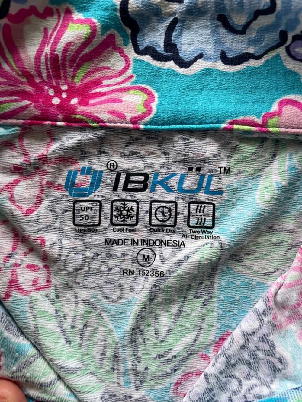 IBKUL Floral Quarter-Zip Pullover in Turquoise, Pink & Blue - Picture 2 of 5